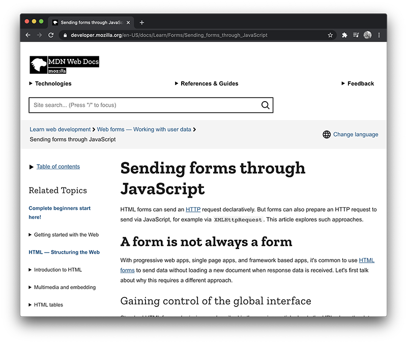 MDN JavaScript Forms