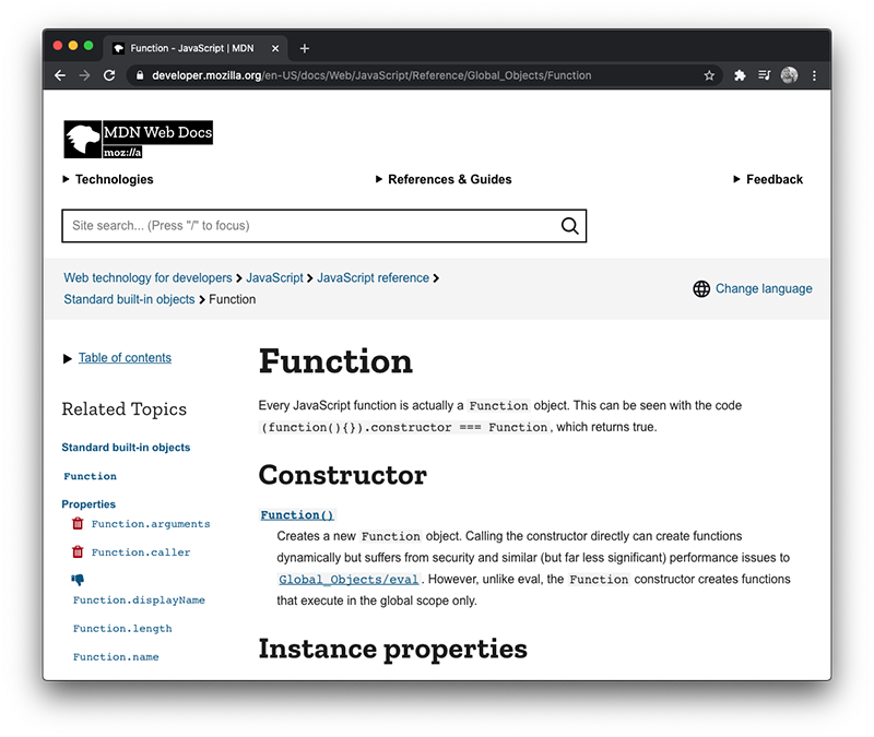 MDN JavaScript Functions