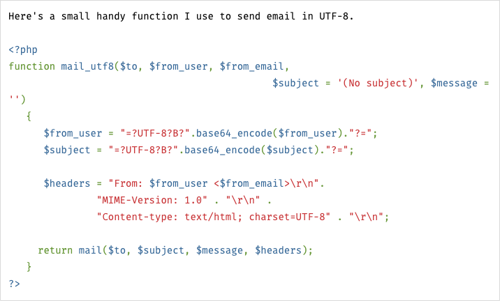 PHP Snippet Mail