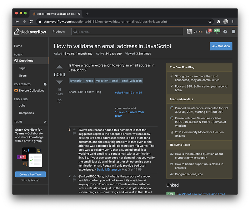 StackOverflow Validate